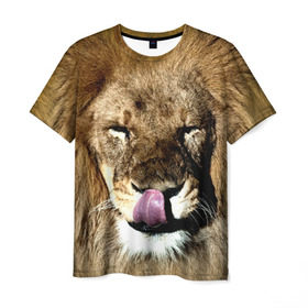 Мужская футболка 3D с принтом Взгляд в Петрозаводске, 100% полиэфир | прямой крой, круглый вырез горловины, длина до линии бедер | взгляд | животные | кот | лев