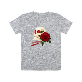 Детская футболка хлопок с принтом Poison Love в Петрозаводске, 100% хлопок | круглый вырез горловины, полуприлегающий силуэт, длина до линии бедер | Тематика изображения на принте: death | готика | готичная | любовь | роза | череп | эмо | яд