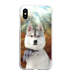 Чехол для iPhone XS Max матовый с принтом Хаски в Петрозаводске, Силикон | Область печати: задняя сторона чехла, без боковых панелей | маламут | песик | собака | собаки | собачка | хаски