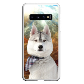 Чехол для Samsung Galaxy S10 с принтом Хаски в Петрозаводске, Силикон | Область печати: задняя сторона чехла, без боковых панелей | Тематика изображения на принте: маламут | песик | собака | собаки | собачка | хаски