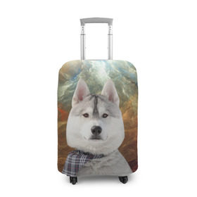 Чехол для чемодана 3D с принтом Хаски в Петрозаводске, 86% полиэфир, 14% спандекс | двустороннее нанесение принта, прорези для ручек и колес | маламут | песик | собака | собаки | собачка | хаски