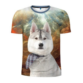 Мужская футболка 3D спортивная с принтом Хаски в Петрозаводске, 100% полиэстер с улучшенными характеристиками | приталенный силуэт, круглая горловина, широкие плечи, сужается к линии бедра | маламут | песик | собака | собаки | собачка | хаски