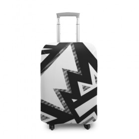 Чехол для чемодана 3D с принтом Треугольники в Петрозаводске, 86% полиэфир, 14% спандекс | двустороннее нанесение принта, прорези для ручек и колес | белый | геометрия | черно белый | черный