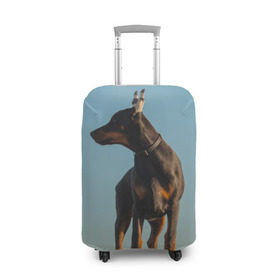 Чехол для чемодана 3D с принтом Доберман в Петрозаводске, 86% полиэфир, 14% спандекс | двустороннее нанесение принта, прорези для ручек и колес | Тематика изображения на принте: доберман | доберманы | пес | песик | псы | собака | собаки