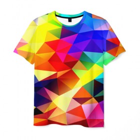 Мужская футболка 3D с принтом Абстракция в Петрозаводске, 100% полиэфир | прямой крой, круглый вырез горловины, длина до линии бедер | геометрия | полигоны | разноцветный | яркий