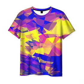Мужская футболка 3D с принтом Abstract Color в Петрозаводске, 100% полиэфир | прямой крой, круглый вырез горловины, длина до линии бедер | геометрия | полигон | треугольники | яркий