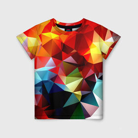 Детская футболка 3D с принтом Polygon в Петрозаводске, 100% гипоаллергенный полиэфир | прямой крой, круглый вырез горловины, длина до линии бедер, чуть спущенное плечо, ткань немного тянется | геометрия | полигоны | разноцветный | яркий