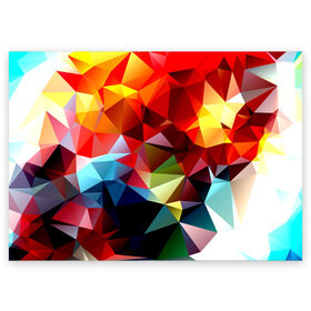 Поздравительная открытка с принтом Polygon в Петрозаводске, 100% бумага | плотность бумаги 280 г/м2, матовая, на обратной стороне линовка и место для марки
 | геометрия | полигоны | разноцветный | яркий