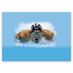 Поздравительная открытка с принтом swimmer в Петрозаводске, 100% бумага | плотность бумаги 280 г/м2, матовая, на обратной стороне линовка и место для марки
 | Тематика изображения на принте: пловец