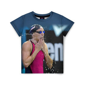 Детская футболка 3D с принтом Пловец в Петрозаводске, 100% гипоаллергенный полиэфир | прямой крой, круглый вырез горловины, длина до линии бедер, чуть спущенное плечо, ткань немного тянется | swimmer