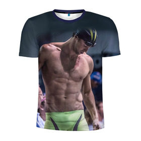 Мужская футболка 3D спортивная с принтом Пловец в Петрозаводске, 100% полиэстер с улучшенными характеристиками | приталенный силуэт, круглая горловина, широкие плечи, сужается к линии бедра | swimmer