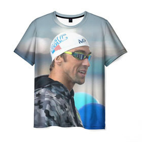 Мужская футболка 3D с принтом Swimmer в Петрозаводске, 100% полиэфир | прямой крой, круглый вырез горловины, длина до линии бедер | пловец