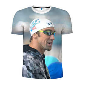 Мужская футболка 3D спортивная с принтом Swimmer в Петрозаводске, 100% полиэстер с улучшенными характеристиками | приталенный силуэт, круглая горловина, широкие плечи, сужается к линии бедра | пловец