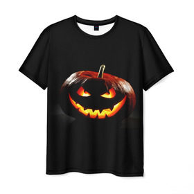 Мужская футболка 3D с принтом Хитрая тыква в Петрозаводске, 100% полиэфир | прямой крой, круглый вырез горловины, длина до линии бедер | halloween | в идеи подарков в хеллоуин | тыквы | хеллоиун | хэллоуин | хэлоуин