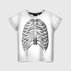 Детская футболка 3D с принтом Ребра в Петрозаводске, 100% гипоаллергенный полиэфир | прямой крой, круглый вырез горловины, длина до линии бедер, чуть спущенное плечо, ткань немного тянется | Тематика изображения на принте: bones | halloween | skull | скелет | скелеты | хеллоиун | хэллоуин | хэлоуин | череп | черепа
