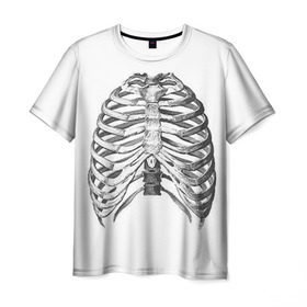 Мужская футболка 3D с принтом Ребра в Петрозаводске, 100% полиэфир | прямой крой, круглый вырез горловины, длина до линии бедер | bones | halloween | skull | скелет | скелеты | хеллоиун | хэллоуин | хэлоуин | череп | черепа
