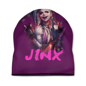 Шапка 3D с принтом Jinx в Петрозаводске, 100% полиэстер | универсальный размер, печать по всей поверхности изделия | l.o.l | league of legends | игры | лига легенд | лол