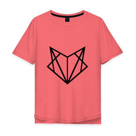Мужская футболка хлопок Oversize с принтом Лиса геометрия в Петрозаводске, 100% хлопок | свободный крой, круглый ворот, “спинка” длиннее передней части | геометрия | лиса | стиль | треугольники