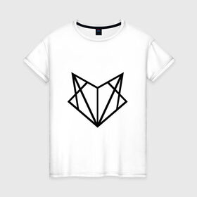 Женская футболка хлопок с принтом Лиса геометрия в Петрозаводске, 100% хлопок | прямой крой, круглый вырез горловины, длина до линии бедер, слегка спущенное плечо | геометрия | лиса | стиль | треугольники