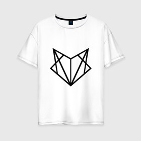 Женская футболка хлопок Oversize с принтом Лиса геометрия в Петрозаводске, 100% хлопок | свободный крой, круглый ворот, спущенный рукав, длина до линии бедер
 | геометрия | лиса | стиль | треугольники