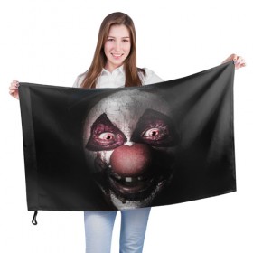 Флаг 3D с принтом Милый клоун в Петрозаводске, 100% полиэстер | плотность ткани — 95 г/м2, размер — 67 х 109 см. Принт наносится с одной стороны | злобный