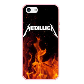 Чехол для iPhone 5/5S матовый с принтом Metallica fire в Петрозаводске, Силикон | Область печати: задняя сторона чехла, без боковых панелей | металлика