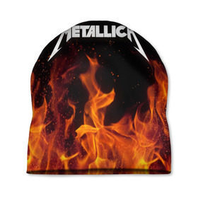 Шапка 3D с принтом Metallica fire в Петрозаводске, 100% полиэстер | универсальный размер, печать по всей поверхности изделия | металлика