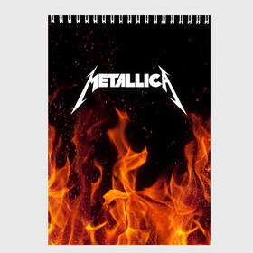 Скетчбук с принтом Metallica fire в Петрозаводске, 100% бумага
 | 48 листов, плотность листов — 100 г/м2, плотность картонной обложки — 250 г/м2. Листы скреплены сверху удобной пружинной спиралью | металлика