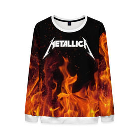 Мужской свитшот 3D с принтом Metallica fire в Петрозаводске, 100% полиэстер с мягким внутренним слоем | круглый вырез горловины, мягкая резинка на манжетах и поясе, свободная посадка по фигуре | металлика