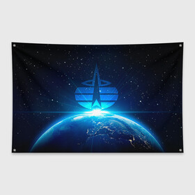 Флаг-баннер с принтом Космические войска в Петрозаводске, 100% полиэстер | размер 67 х 109 см, плотность ткани — 95 г/м2; по краям флага есть четыре люверса для крепления | космос