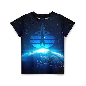 Детская футболка 3D с принтом Космические войска в Петрозаводске, 100% гипоаллергенный полиэфир | прямой крой, круглый вырез горловины, длина до линии бедер, чуть спущенное плечо, ткань немного тянется | космос