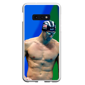 Чехол для Samsung S10E с принтом Michael Phelps в Петрозаводске, Силикон | Область печати: задняя сторона чехла, без боковых панелей | Тематика изображения на принте: бассейн | пловец | чемпион. фелепс