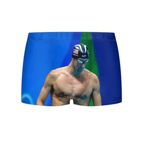 Мужские трусы 3D с принтом Michael Phelps в Петрозаводске, 50% хлопок, 50% полиэстер | классическая посадка, на поясе мягкая тканевая резинка | бассейн | пловец | чемпион. фелепс
