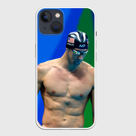 Чехол для iPhone 13 с принтом Michael Phelps в Петрозаводске,  |  | бассейн | пловец | чемпион. фелепс