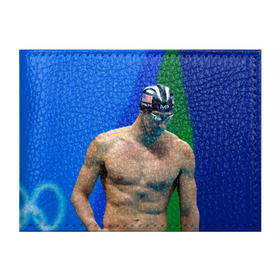 Обложка для студенческого билета с принтом Michael Phelps в Петрозаводске, натуральная кожа | Размер: 11*8 см; Печать на всей внешней стороне | Тематика изображения на принте: бассейн | пловец | чемпион. фелепс