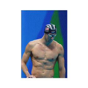 Обложка для паспорта матовая кожа с принтом Michael Phelps в Петрозаводске, натуральная матовая кожа | размер 19,3 х 13,7 см; прозрачные пластиковые крепления | Тематика изображения на принте: бассейн | пловец | чемпион. фелепс