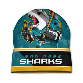 Шапка 3D с принтом San Jose Sharks в Петрозаводске, 100% полиэстер | универсальный размер, печать по всей поверхности изделия | nhl | san jose sharks | sharks | stanley cup | кубок стенли | кубок стэнли | нхл | сан хосе | сан хосе шаркс | хоккей | хоккейный клуб | шаркс