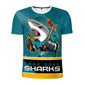 Мужская футболка 3D спортивная с принтом San Jose Sharks в Петрозаводске, 100% полиэстер с улучшенными характеристиками | приталенный силуэт, круглая горловина, широкие плечи, сужается к линии бедра | Тематика изображения на принте: nhl | san jose sharks | sharks | stanley cup | кубок стенли | кубок стэнли | нхл | сан хосе | сан хосе шаркс | хоккей | хоккейный клуб | шаркс