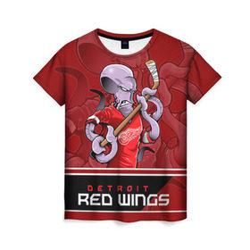 Женская футболка 3D с принтом Detroit Red Wings в Петрозаводске, 100% полиэфир ( синтетическое хлопкоподобное полотно) | прямой крой, круглый вырез горловины, длина до линии бедер | detroit red wings | nhl | stanley cup | детройд | детройт ред уингз | кубок стенли | кубок стэнли | марченко | нхл | хоккей | хоккейный клуб