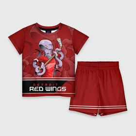 Детский костюм с шортами 3D с принтом Detroit Red Wings в Петрозаводске,  |  | detroit red wings | nhl | stanley cup | детройд | детройт ред уингз | кубок стенли | кубок стэнли | марченко | нхл | хоккей | хоккейный клуб