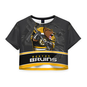 Женская футболка 3D укороченная с принтом Boston Bruins в Петрозаводске, 100% полиэстер | круглая горловина, длина футболки до линии талии, рукава с отворотами | boston bruins | nhl | stanley cup | бостон | бостон брюинз | брюинз | брюинс | кубок стенли | кубок стэнли | нхл | хоккей | хоккейный клуб | худобин