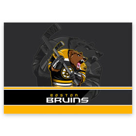 Поздравительная открытка с принтом Boston Bruins в Петрозаводске, 100% бумага | плотность бумаги 280 г/м2, матовая, на обратной стороне линовка и место для марки
 | boston bruins | nhl | stanley cup | бостон | бостон брюинз | брюинз | брюинс | кубок стенли | кубок стэнли | нхл | хоккей | хоккейный клуб | худобин