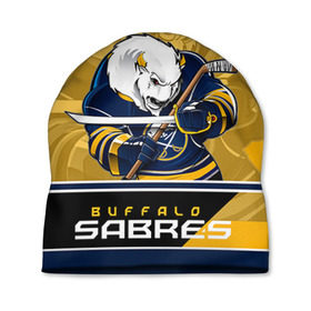 Шапка 3D с принтом Buffalo Sabres в Петрозаводске, 100% полиэстер | универсальный размер, печать по всей поверхности изделия | buffalo sabres | nhl | stanley cup | баффало сейбрз | буффало | кубок стенли | кубок стэнли | куликов | нхл | хоккей | хоккейный клуб