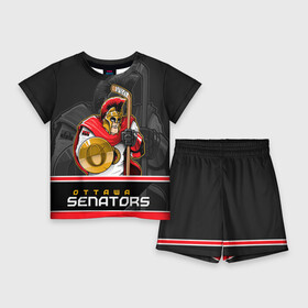 Детский костюм с шортами 3D с принтом Ottawa Senators в Петрозаводске,  |  | Тематика изображения на принте: nhl | ottawa senators | stanley cup | кубок стенли | кубок стэнли | нхл | оттава сенаторз | сенаторс | хоккей | хоккейный клуб