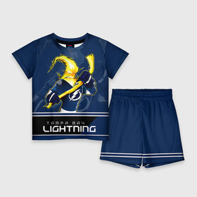Детский костюм с шортами 3D с принтом Tampa Bay Lightning в Петрозаводске,  |  | nhl | stanley cup | tampa bay lightning | ампа бэй лайтнинг | василевский | кубок стенли | кубок стэнли | кучеров | наместников | нестеров | нхл | тампа бэй | хоккей | хоккейный клуб