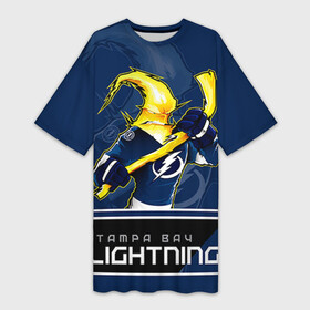 Платье-футболка 3D с принтом Tampa Bay Lightning в Петрозаводске,  |  | nhl | stanley cup | tampa bay lightning | ампа бэй лайтнинг | василевский | кубок стенли | кубок стэнли | кучеров | наместников | нестеров | нхл | тампа бэй | хоккей | хоккейный клуб