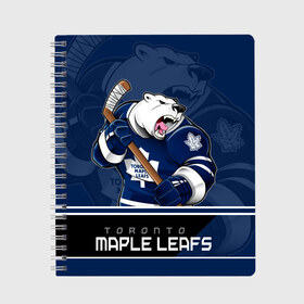 Тетрадь с принтом Toronto Maple Leafs в Петрозаводске, 100% бумага | 48 листов, плотность листов — 60 г/м2, плотность картонной обложки — 250 г/м2. Листы скреплены сбоку удобной пружинной спиралью. Уголки страниц и обложки скругленные. Цвет линий — светло-серый
 | nhl | stanley cup | toronto maple leafs | валиев | кубок стенли | кубок стэнли | мэпл лифс | нхл | сошников | торонто | торонто мейпл лифс | хоккей | хоккейный клуб