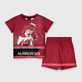 Детский костюм с шортами 3D с принтом Carolina Hurricanes в Петрозаводске,  |  | Тематика изображения на принте: carolina hurricanes | nhl | stanley cup | каролина | каролина харрикейнз | кубок стенли | кубок стэнли | нхл | хоккей | хоккейный клуб | хурикэйнс