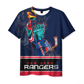 Мужская футболка 3D с принтом New York Rangers в Петрозаводске, 100% полиэфир | прямой крой, круглый вырез горловины, длина до линии бедер | new york rangers | nhl | stanley cup | кубок стенли | кубок стэнли | нхл | нью йорк рейнджерс | нью йорк рейнджеры | рейнджеры | хоккей | хоккейный клуб