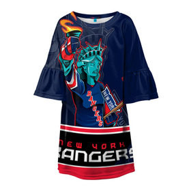 Детское платье 3D с принтом New York Rangers в Петрозаводске, 100% полиэстер | прямой силуэт, чуть расширенный к низу. Круглая горловина, на рукавах — воланы | new york rangers | nhl | stanley cup | кубок стенли | кубок стэнли | нхл | нью йорк рейнджерс | нью йорк рейнджеры | рейнджеры | хоккей | хоккейный клуб